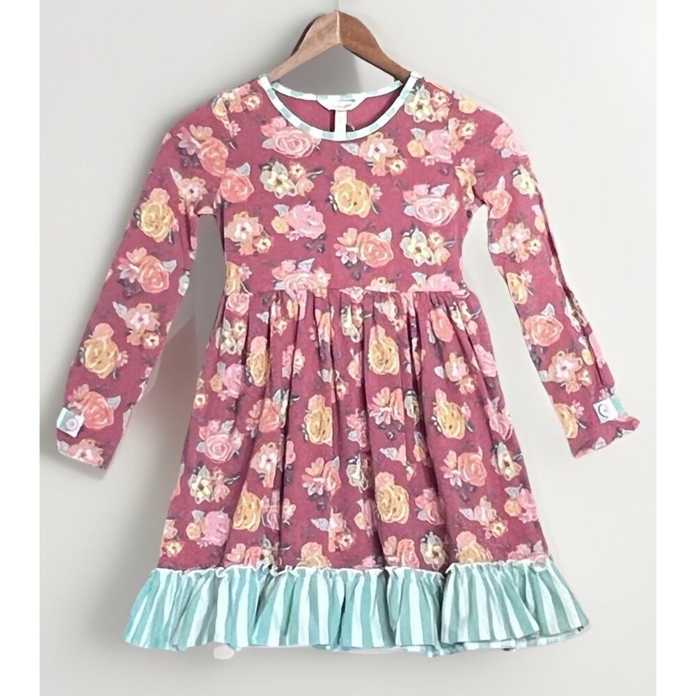 Matilda Jane Wonderment Rosie Posie Dress Girls Sz 8 Floral Ruffle Cottagecore